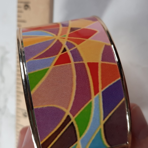 Multi-color Wide Hinge Cuff Bracelet - Picture 2 of 6